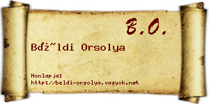 Béldi Orsolya névjegykártya